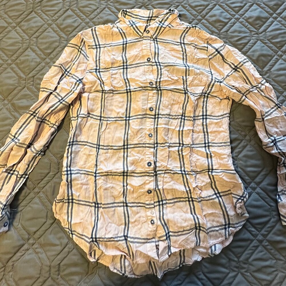 Reitmans Pink Black & White Plaid Button Down Shirt |Size Small |Classic Casual